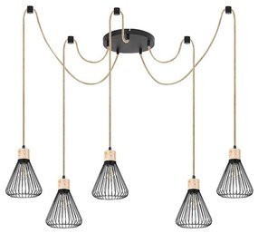 Rabalux Rabalux 3150 - CsillĂĄr zsinĂłron FARFALLE 5xE27/40W/230V pĂłk fekete/bĂŒkkfa RL3150