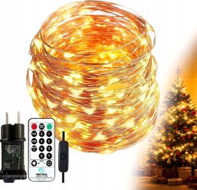 Led Karácsonyi Lámpák Lánc Füzér Fehér Meleg Karácsonyfa 100 Led 10m