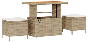 10 Darabos Kert Sofa Szett Párnákkal Bézs Poli Rattan Akácia, 2-Fős Kert Sofa Tárolóval &amp; Párnákkal Bézs Poli Rattan, 3 Darabos Kert Étkező Szett Párnákkal Bézs Poli Rattan Akácia