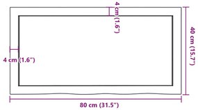 világosbarna kezelt tömör tölgyfa fali polc 80x40x(2-6) cm