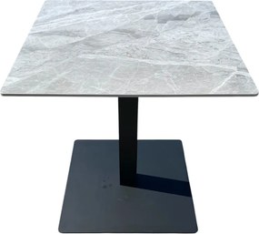 Bisztróasztal szürke márványhatású szinterezett kerámia lappal, 70×70 cm méretben RISTRETTO