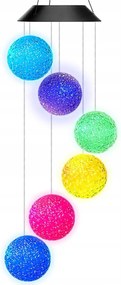 LED-es napelemes kerti girland lógó Gömbök szélcsengő függöny