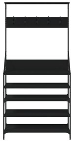 fekete ruhafogas cipőpolccal 90x34x184 cm