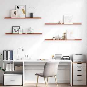 vidaXL Falpolc polcokkal tárolóval 4 pcs Piros 115 x 9 x 3 cm Faanyag