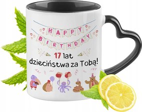 Születésnapra 17 17-es Fekete Bögre Szív Alakú Füllel Ajándék