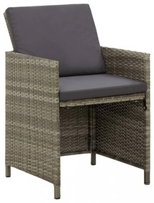 4 db szürke polyrattan kerti szék párnával