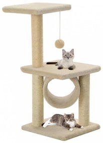Bézs macskabútor szizál kaparófákkal 65 cm