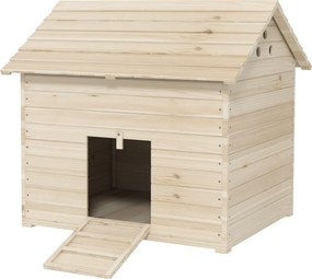 PawHut Kacsa Ház Felnyitható Tetővel, Baromfi Ház Emelt Alappal és Rámpával az Első Ajtónál, Kacsa Kóco Különálló Fenyőből, 100 x 82.5 x 91 cm | Aosom