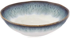 Kerámia tányér leveshez 19 cm Boho krém fehér kék