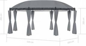 antracitszürke pavilon függönyökkel 520 x 349 x 255 cm