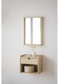 Natúr színű tölgyfa függő-polcokkal éjjeliszekrény Hillmond – Rowico