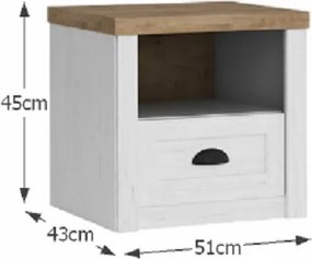 éjjeliszekrény SN, sosna andersen/tölgy lefkas, PROVANCE