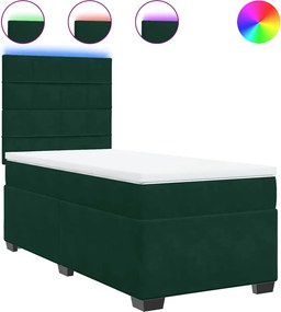 vidaXL sötétzöld bársony rugós ágy matraccal 100 x 200 cm