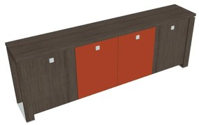 Verno+ S alacsony szekrény 260 x 46 x 90 cm, kombinált ajtó, antracit tölgy / narancs