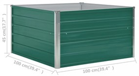 zöld horganyzott acél kerti magaságyás 100 x 100 x 45 cm