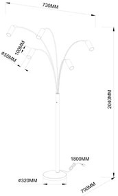 Globo 57910-5SSA - Állólámpa ROBBY 5xGU10/35W/230V