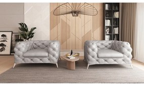 Világosszürke bársony fotel Chelsea – Ropez