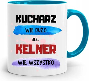 Pincérnek Bögre Kék Pincér Mindent Tud fényképes nyomtatással