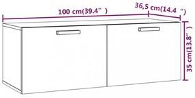 fehér szerelt fa faliszekrény 100 x 36,5 x 35 cm