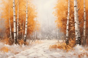 Poszter 45x30cm Őszi nyírfák