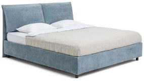 Kék kárpitozott ágyneműtartós franciaágy ágyráccsal 160x200 cm Myra Pillow – Bonami Selection