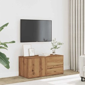 kézműves tölgy színű szerelt fa TV-szekrény 80x34x35,5 cm