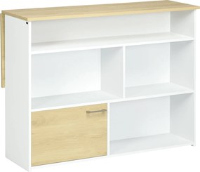 HOMCOM Bővíthető Bárasztal Hajtható Szárnnyal Bistro Asztal Raktározó Rekeszekkel és 1 Ajtóval Konyha Étkezőbe 116x79,5x91 cm Fehér | Aosom