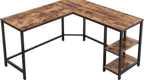 Sarok íróasztal polcokkal, rusztikus barna 138x138x76cm