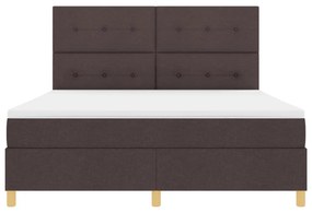 Boxspring Ágy Matraccal &amp; LED Sötétbarna 180x200 cm Szövet