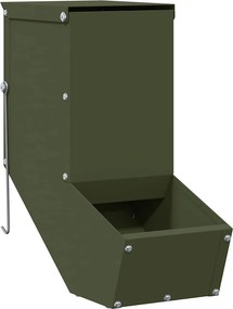vidaXL Nyúl Etető Olajzöld 12,5 x 26 x 28,5 cm Hidegen Hengerelt Acél