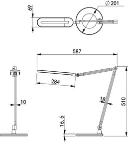 KAJA K-BL1221 CZARNY ALETTE Fekete Színű Asztali Lámpa 10W LED 910Lm 3000-6000K IP20