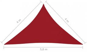 piros háromszög alakú oxford-szövet napvitorla 4 x 4 x 5,8 m