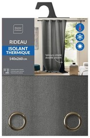 Antracitszürke kordbársony termo függöny 140x260 cm Madison – douceur d'intérieur