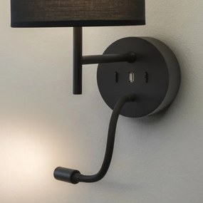 Ideal Lux - LED Rugalmas lámpa tartóval SET UP 1xE27/42W+LED/3W/230V USB fekete