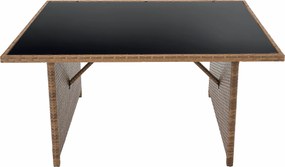 Kerti rattan szett, szürkésbarna/világosbarna, SAGIR