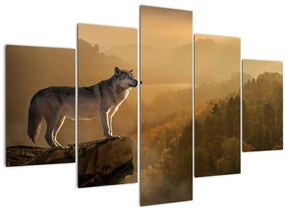 Egy farkas képe a sziklán (150x105 cm)