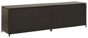barna polyrattan kerti tárolóláda 200 x 50 x 60 cm