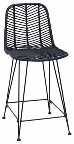 Bárszék 2 pcs Fekete 44,5 x 54,5 x 97,5 cm Rattan és Vas