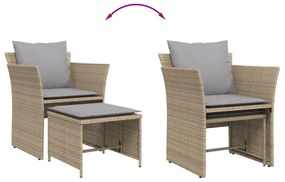 bézs polyrattan kerti szék lábtartóval