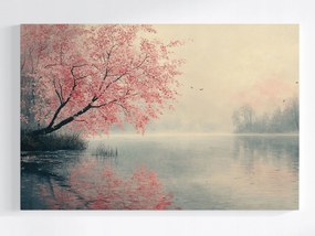 Vászonkép Canvas Tájkép Víz Tó Fa Virágok Tavasz 60x40