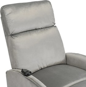 FOTEL COLTON Szary Welurowy z Funkcją Wstawania