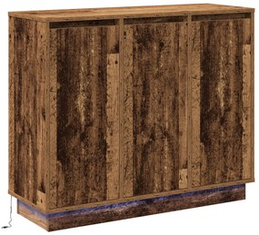 LED-es oldalszekrény Régi fa 90x32x75 cm Mérnök fa