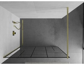 Mexen Kioto, Walk-In zuhany paraván 110 x 200 cm, 8 mm átlátszó üveg fekete mintás, arany matt profil, 800-110-101-55-78