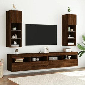 barna tölgyszínű TV-szekrény LED-lámpákkal 30,5x30x90 cm