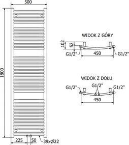 Mexen, Mexen Ares elektromos fűtés 1800 x 500 mm, 900 W, czarny - W102-1800-500-6900-70