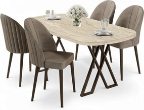 Kaye étkezőgarnitúra, travertin-cappuccino, 168 cm – TR240CHR2825
