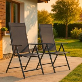 Összecsukható kerti szék Calena 2 db antracit állítható