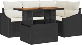 vidaXL Kerti Kanapé Szett tárolóval 5 pcs Fekete Poli rattan