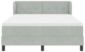 Boxspring Ágy Matrac Kép Sötétszürke 140x200 cm Bársony