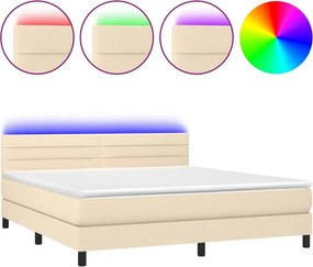 vidaXL krémszínű szövet rugós és LED-es ágy matraccal 180 x 200 cm